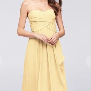 Chiffon Yellow Strapless Short Bridesmaid Dress